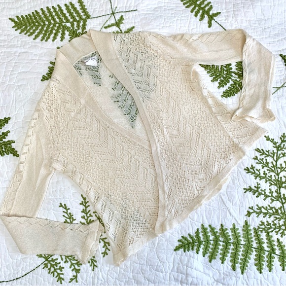 Tommy Bahama Sweaters - Tommy Bahama Open Front Crochet Mohair-Wool Blend Cardigan